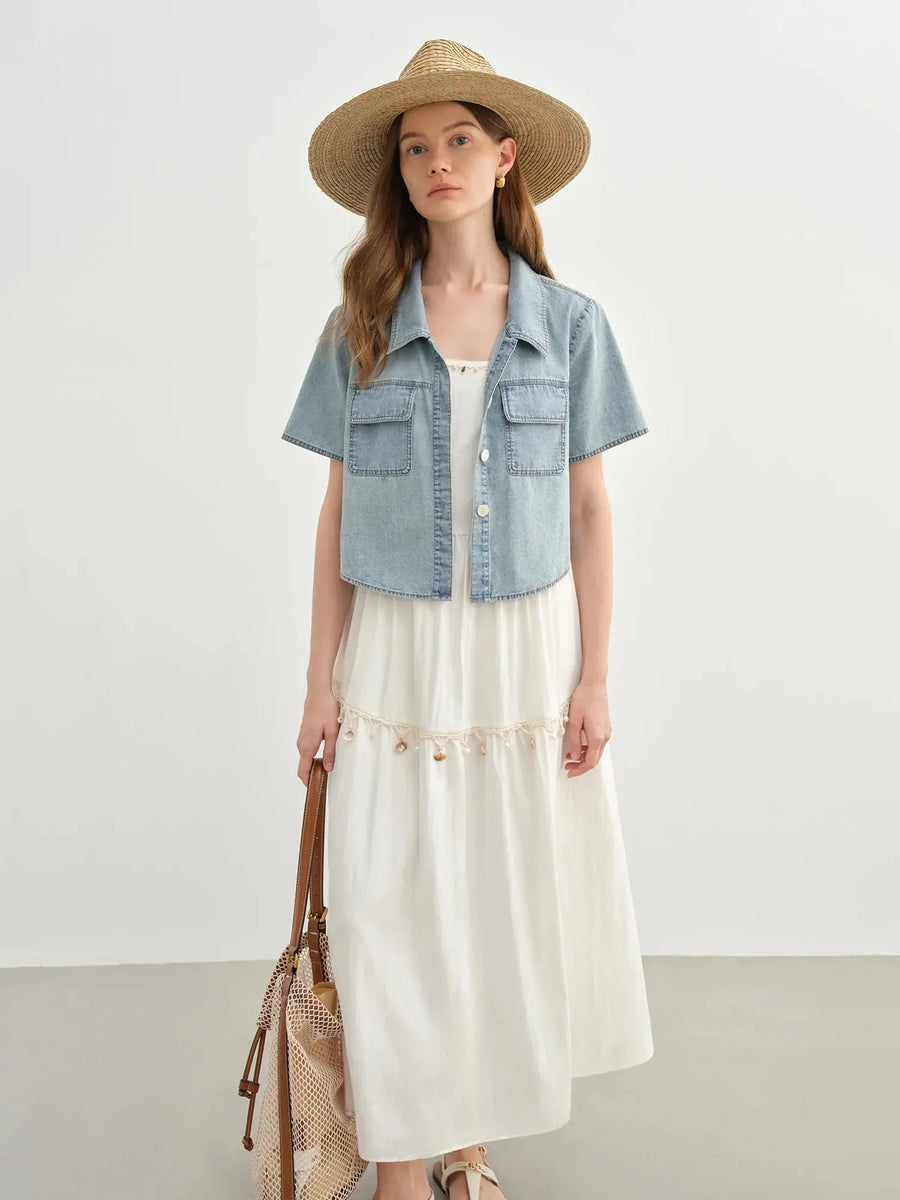 Summer Suspender Dress & Denim Jacket Set
