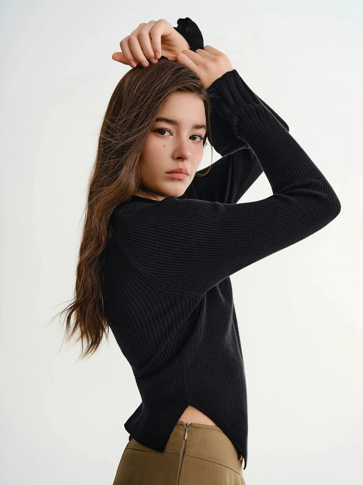 Women's Relaxed Fit Asymmetric Hem Winter Sweater