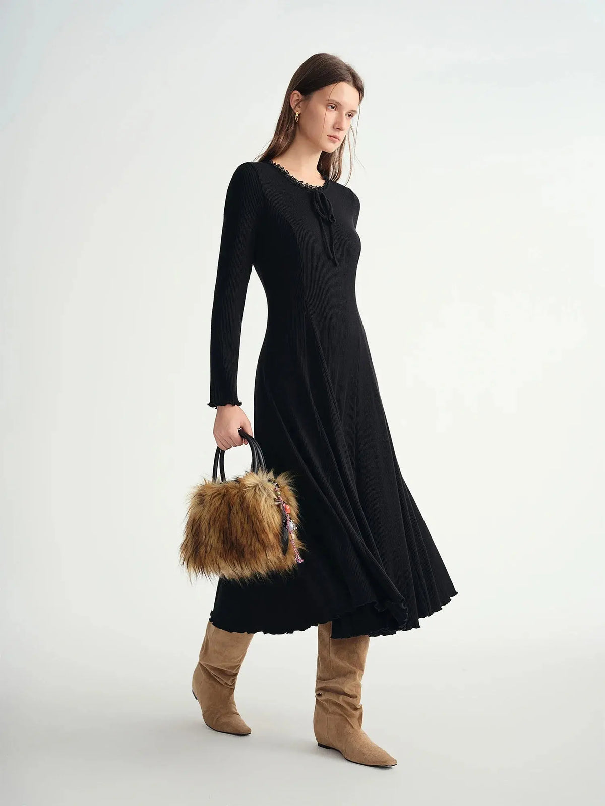 Slim Fit Bodycon Long Dress with Lace