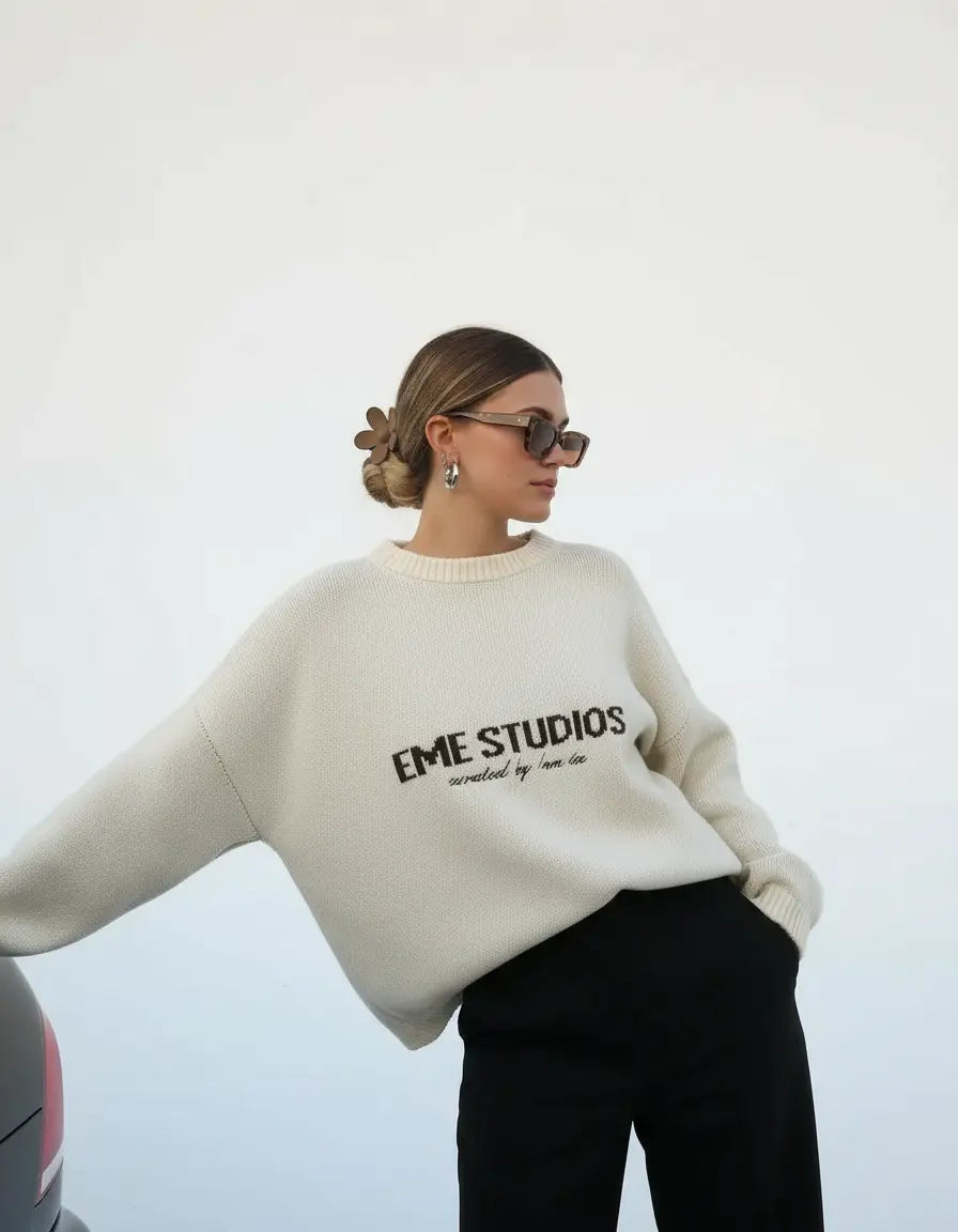 Elegant Loose-Fit Yellow Pullover Sweater for Autumn