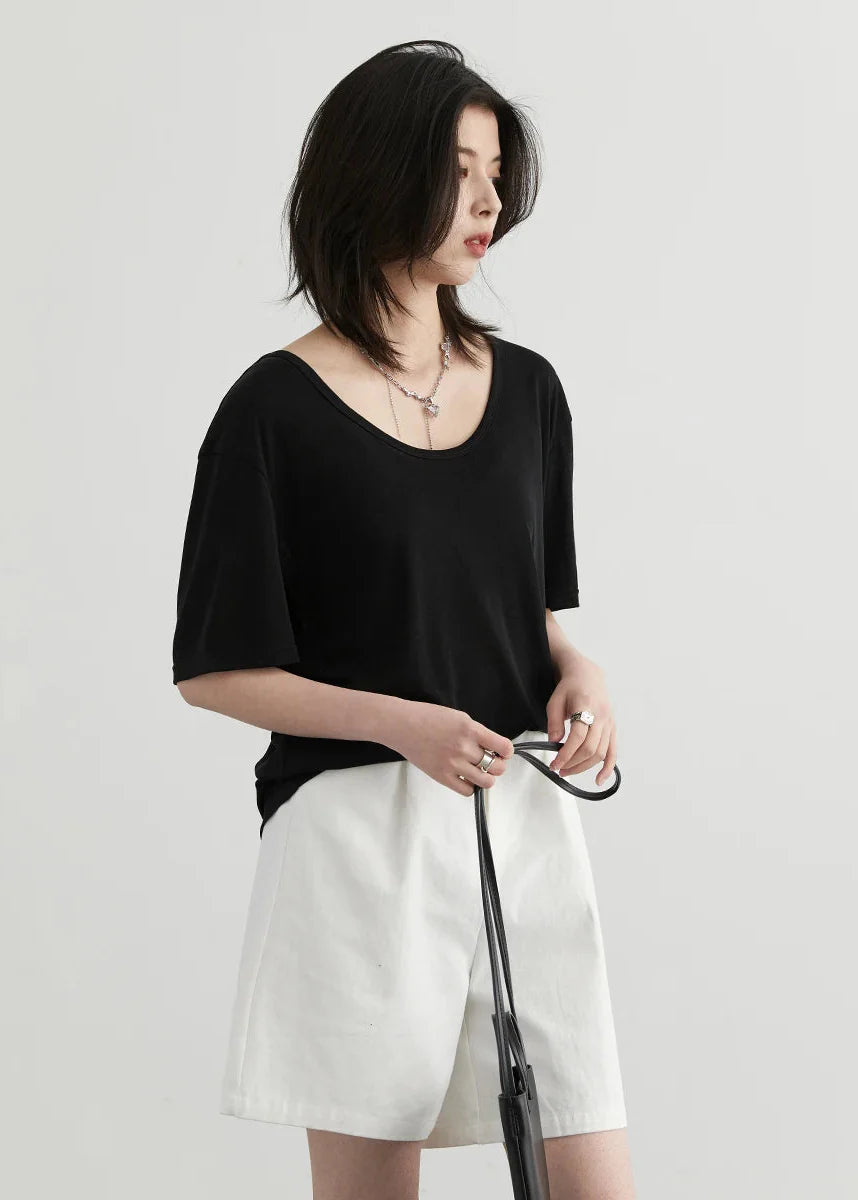 Loose Casual T-Shirt - Basic Short Sleeve Summer Tee