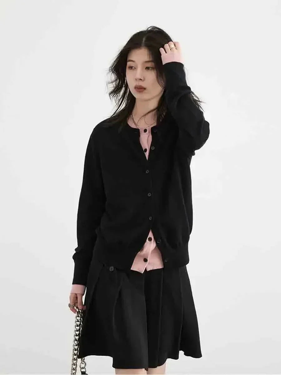 O-Neck Knit Cardigan Loose Single-Breasted Sweater