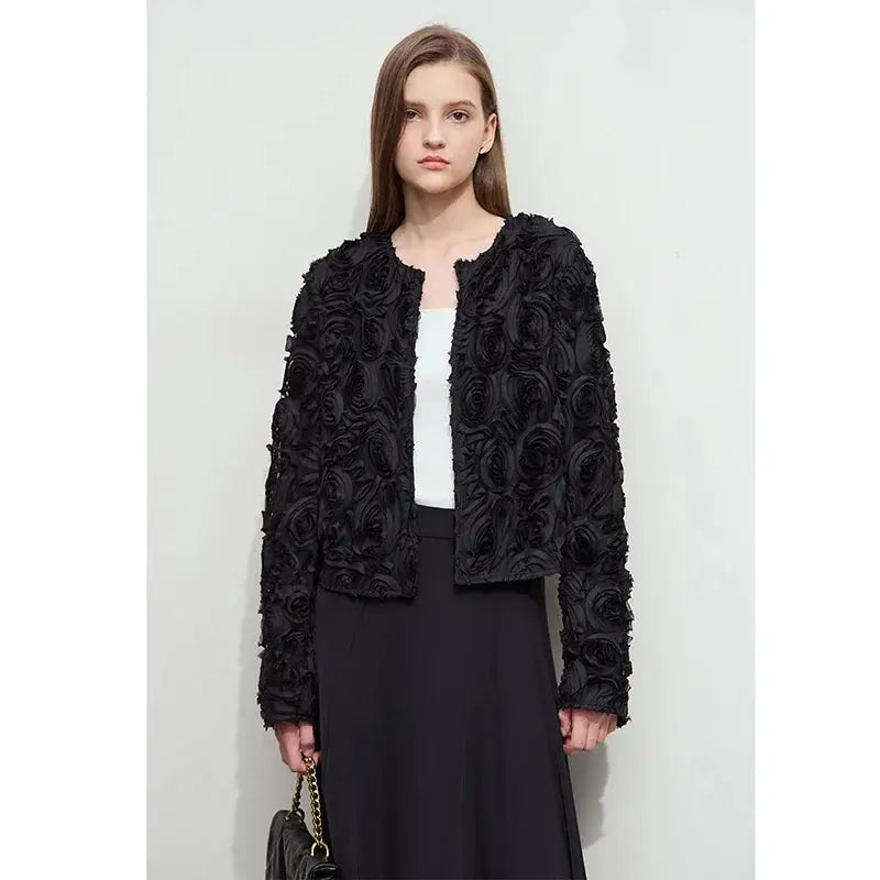 Elegant Floral Embellished Short Jacket