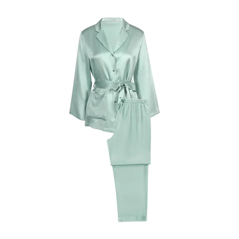 Women’s Mulberry Silk Button-Down PJs Diamond Trim Set