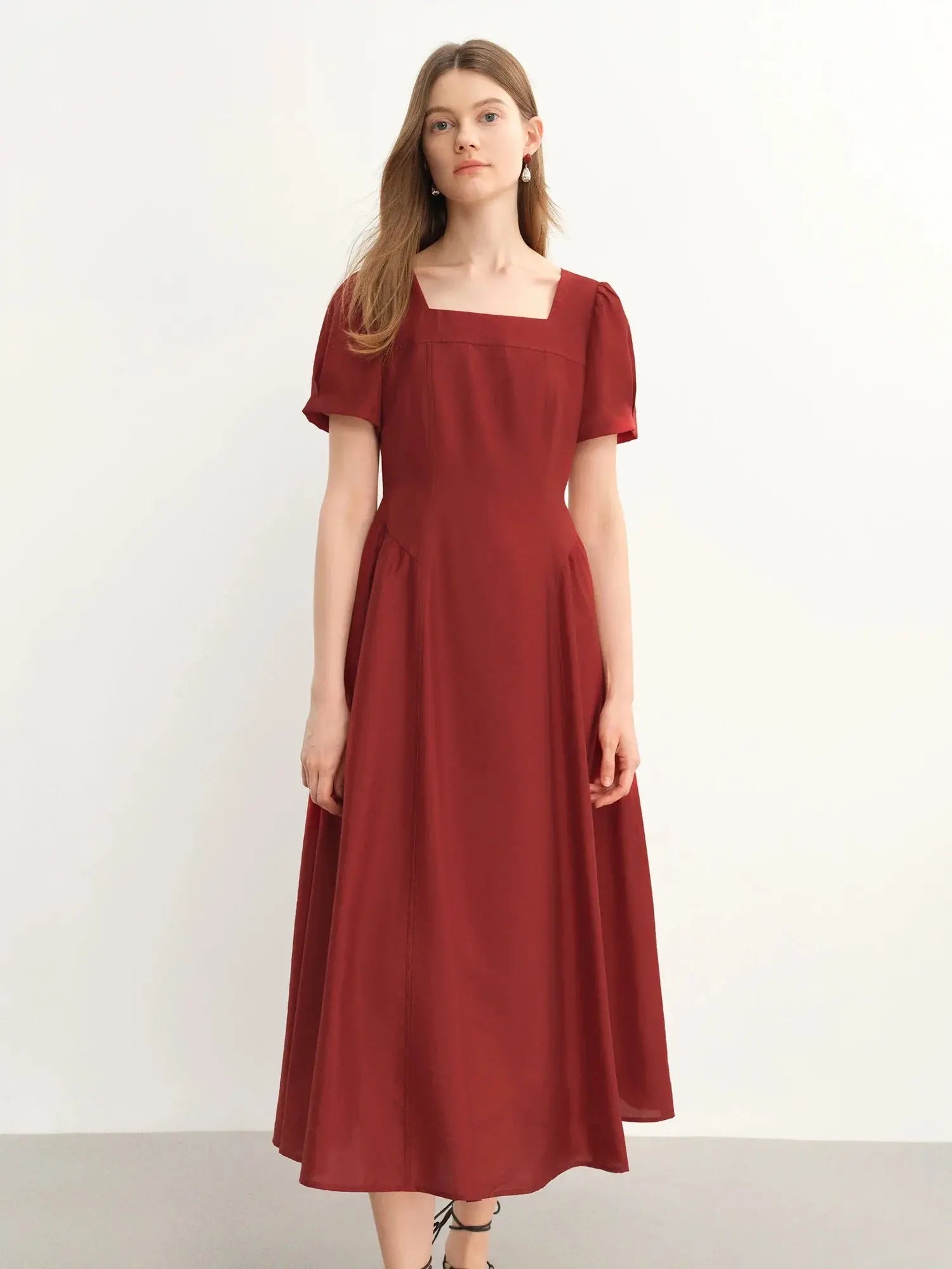 Luxe French Square Neckline Midi