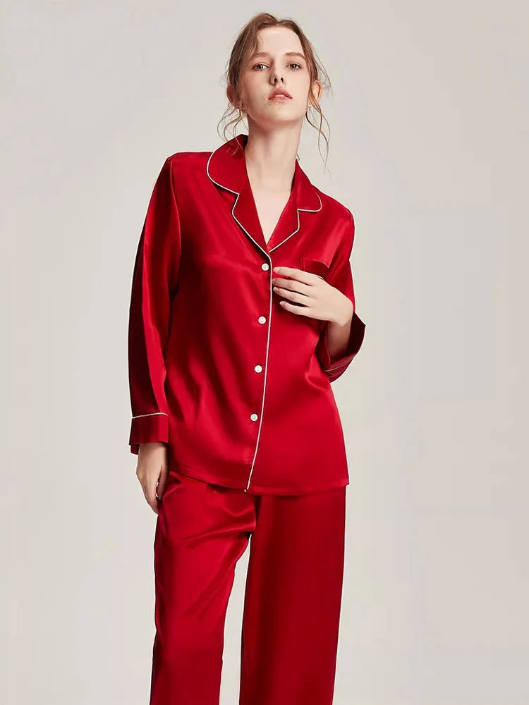 Real Silk Pajama Long Sleeve White Nightwear
