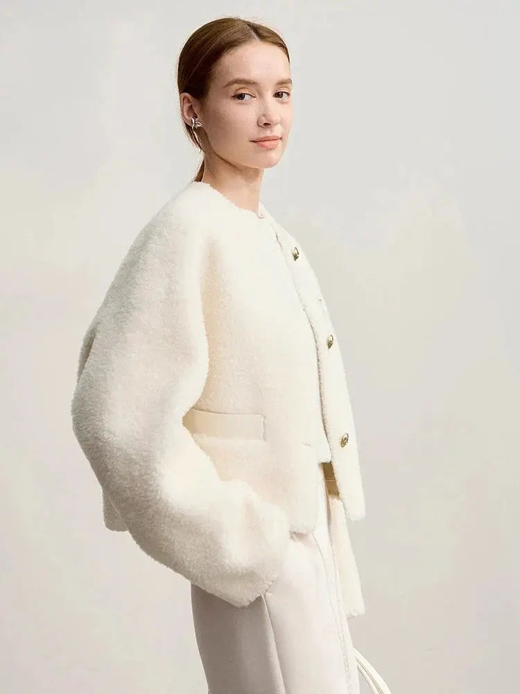 Elegant Wool Blend Short Winter Coat