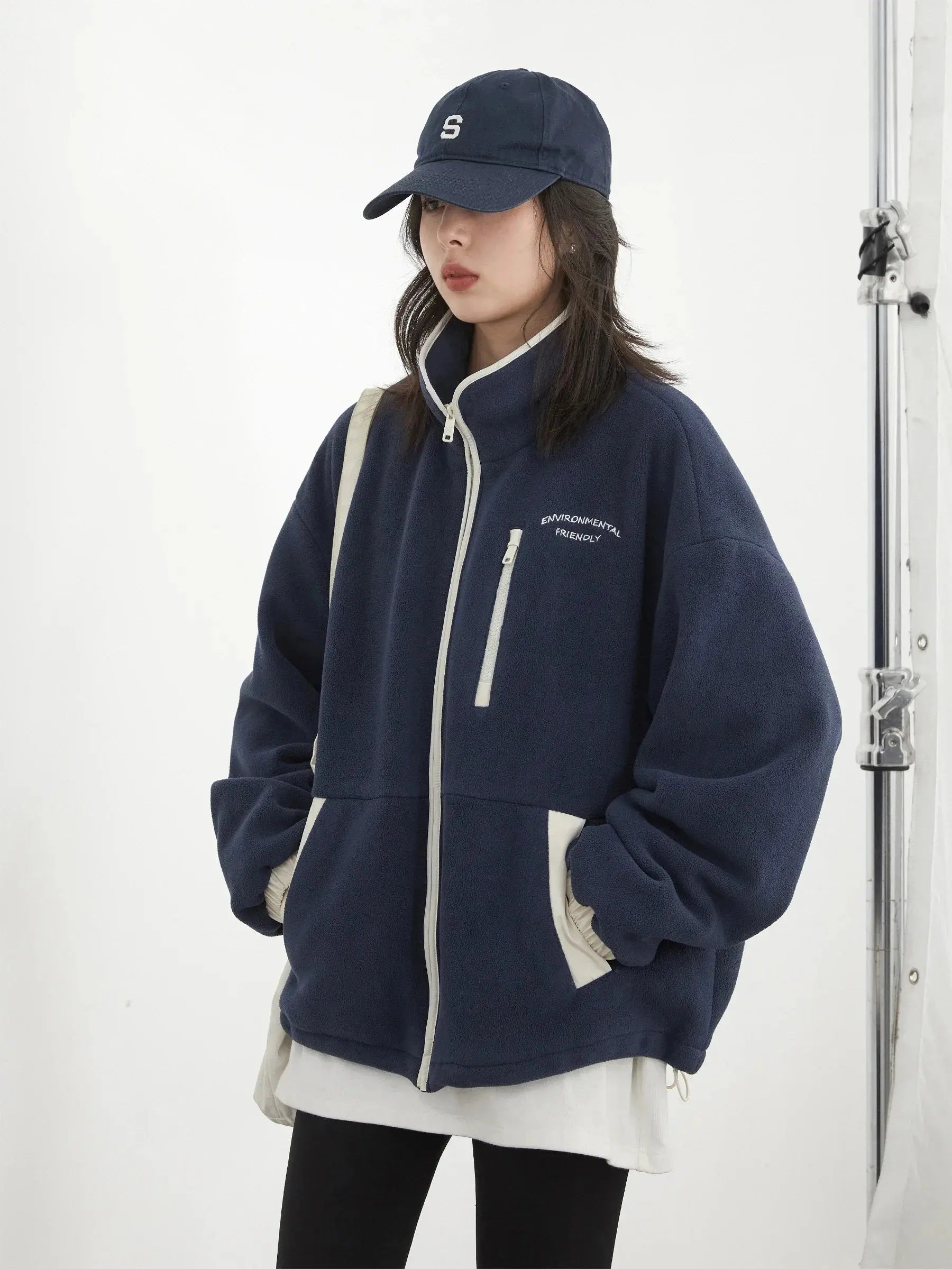 Women's Fleece Jacket with Stand-Up Collar