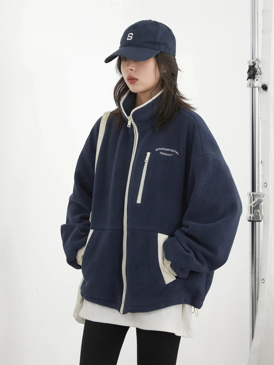 Women's Fleece Jacket with Stand-Up Collar