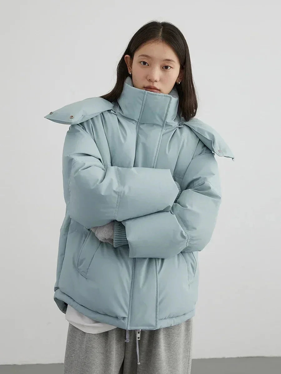 White Duck Down Hooded Coat Warm Winter Overcoat