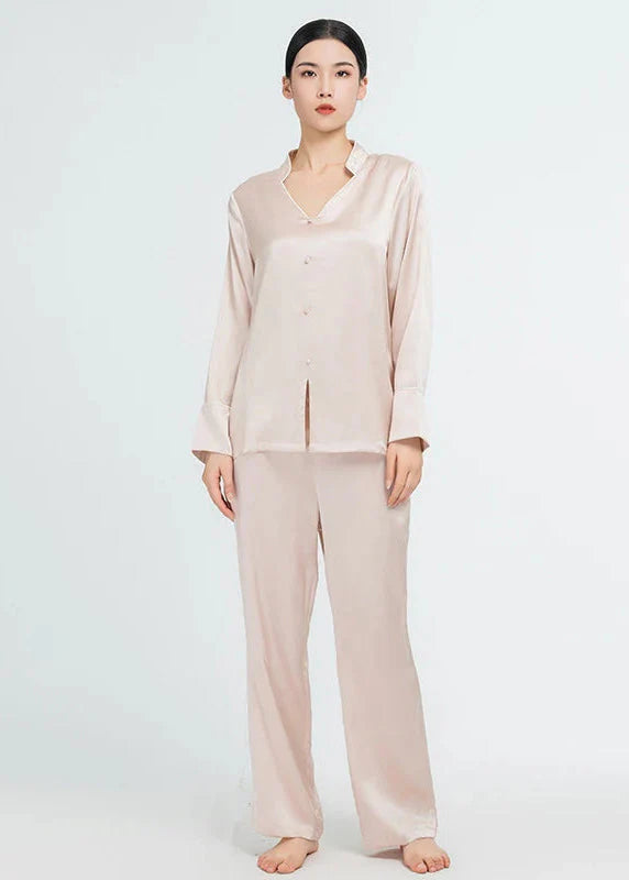 Elegant Women's Real Silk Pajamas Long Sleeve