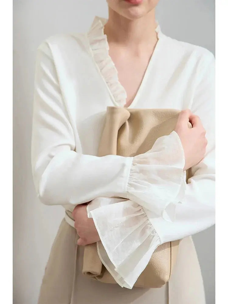 Women's Loose Chiffon Ruffle Blouse