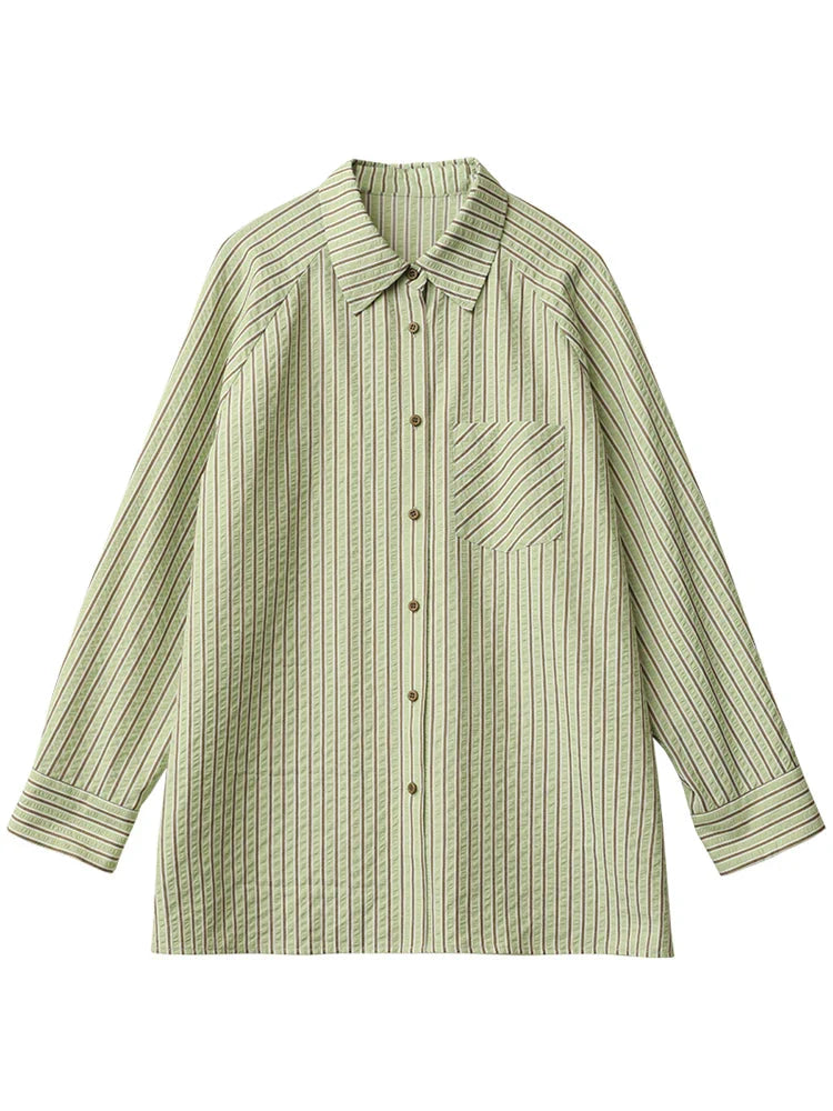 Women’s Oversized Striped Blouse Casual Spring Shirt