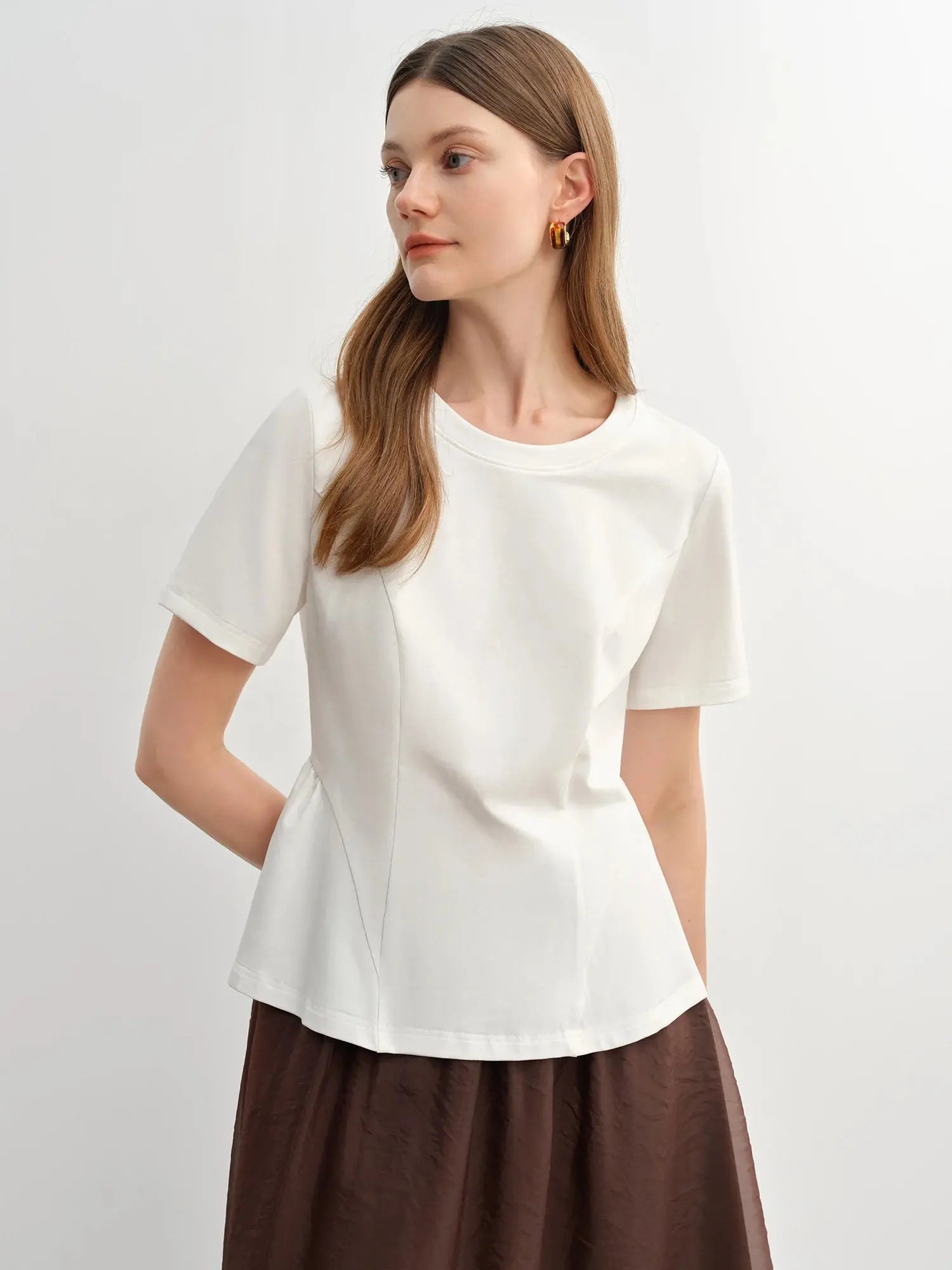 Plus Size Slimming Princess T-Shirt with Curved Hem
