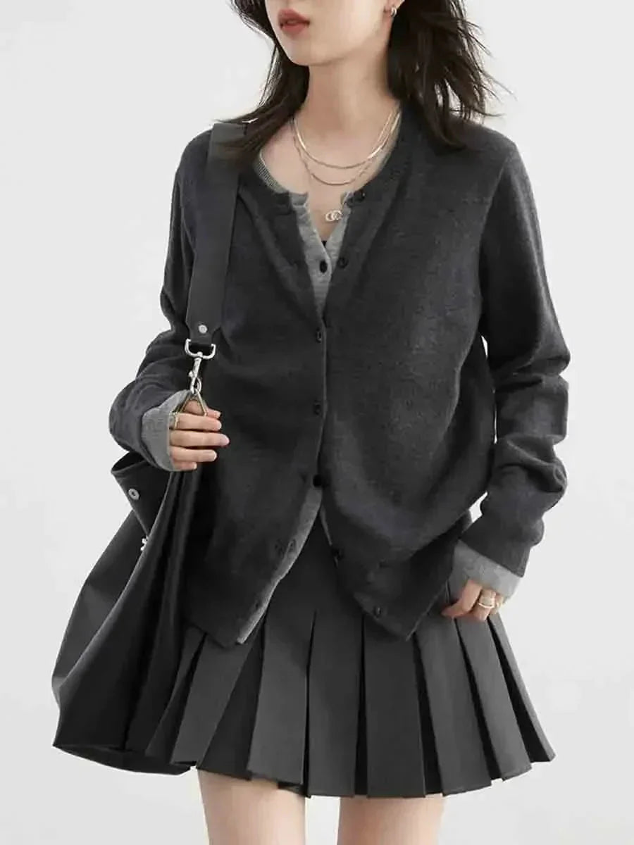 O-Neck Knit Cardigan Loose Single-Breasted Sweater