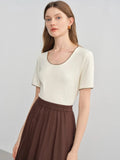 Chic Embroidered Contrast Lace T-Shirt