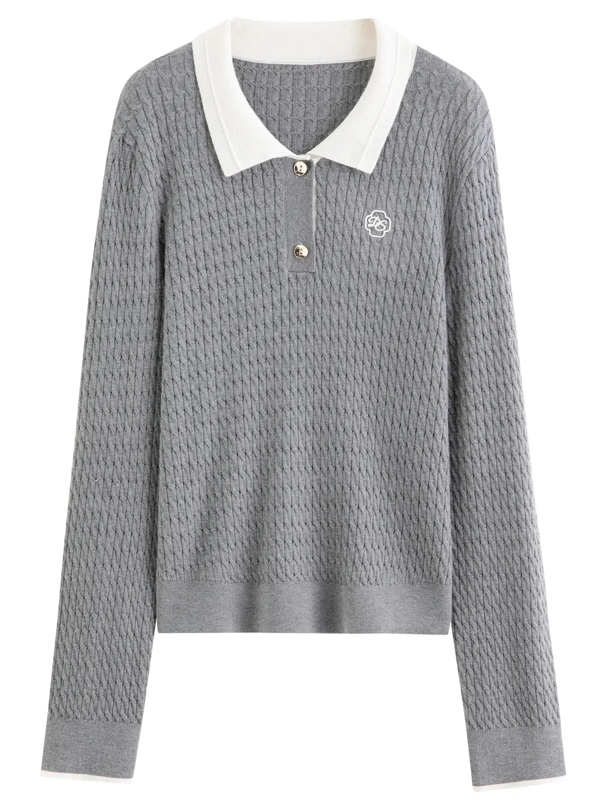 Relaxed Fit Textured Rib-Collar Knit Top