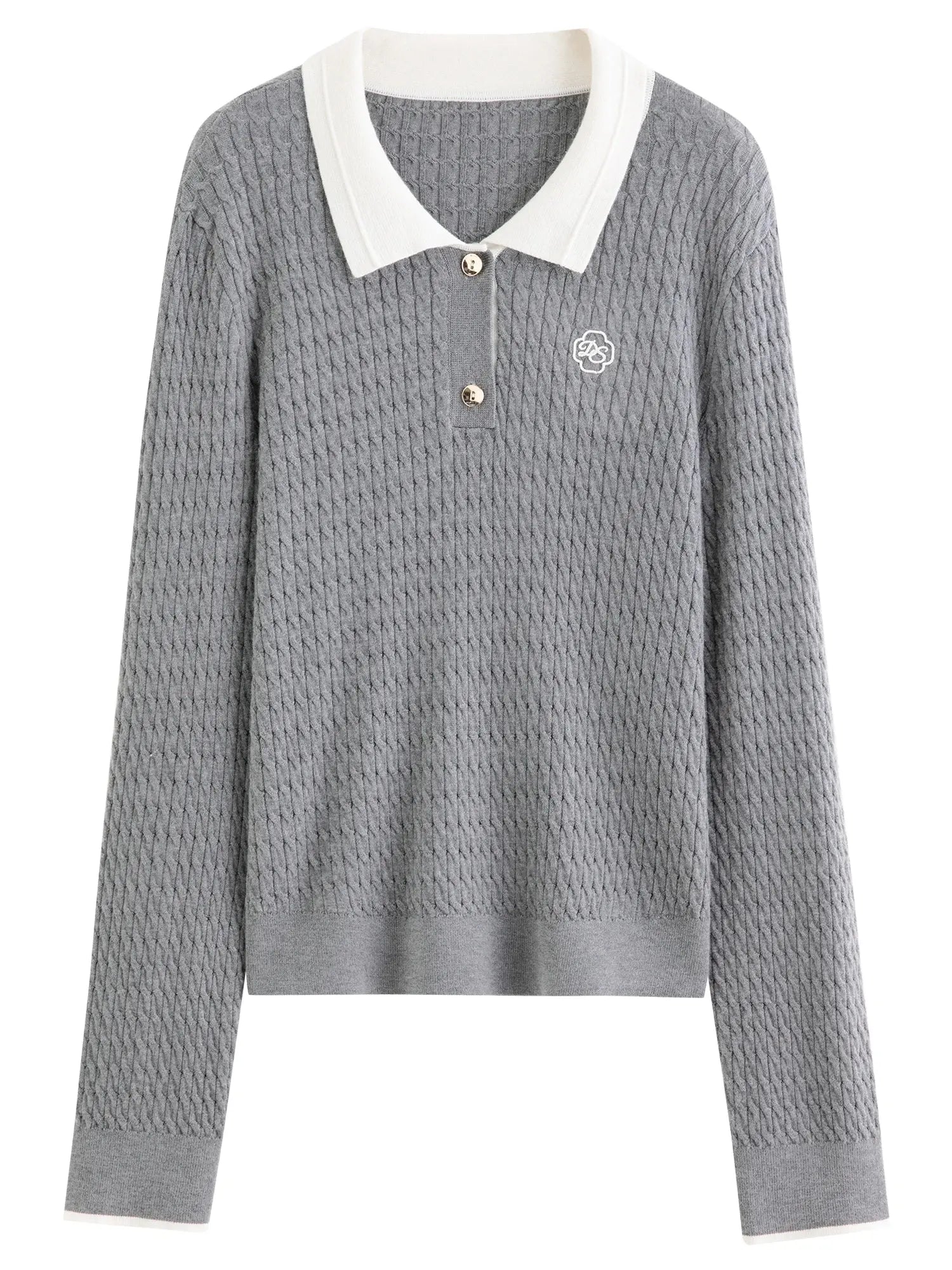 Relaxed Fit Textured Rib-Collar Knit Top
