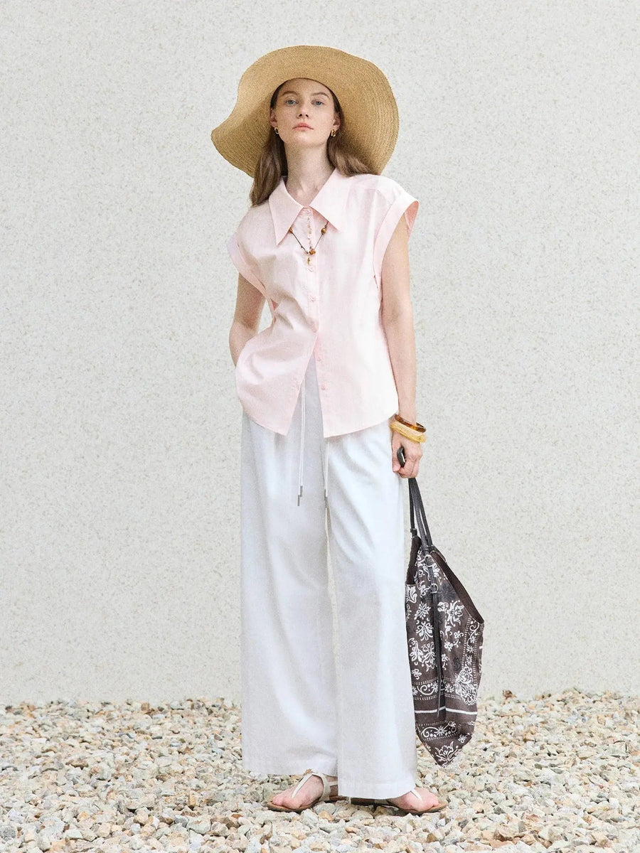 Chic French Style Pink Minimalist Temperament Shirt