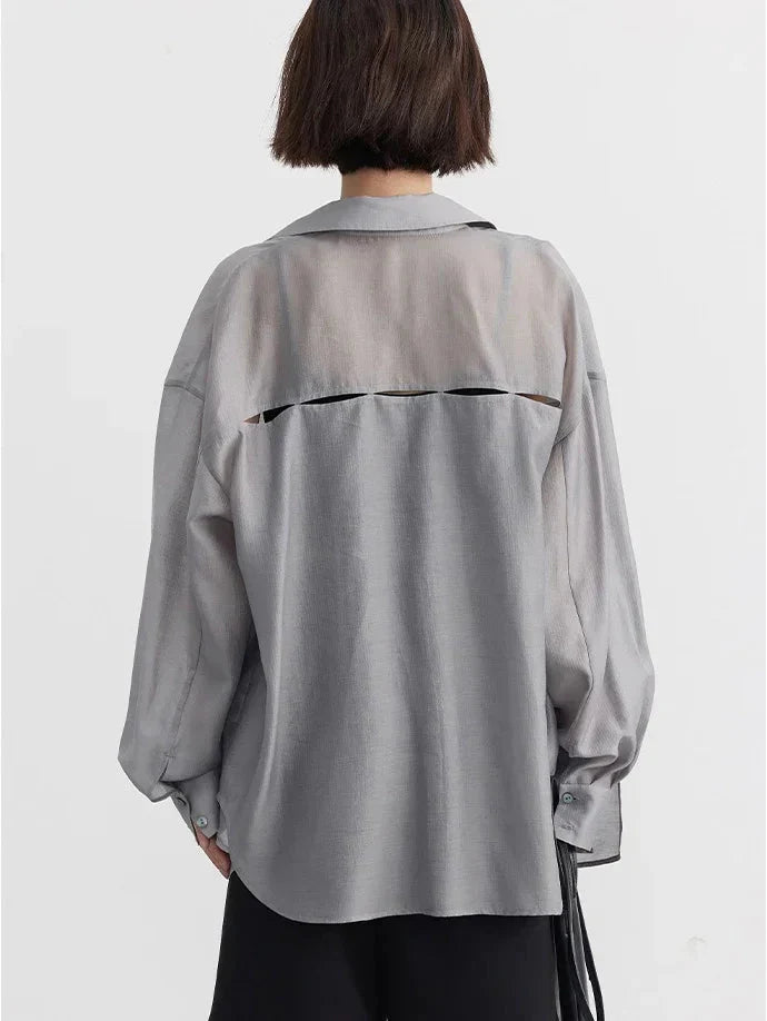 Thin Long Sleeve Shirt Loose Casual Summer Blouse