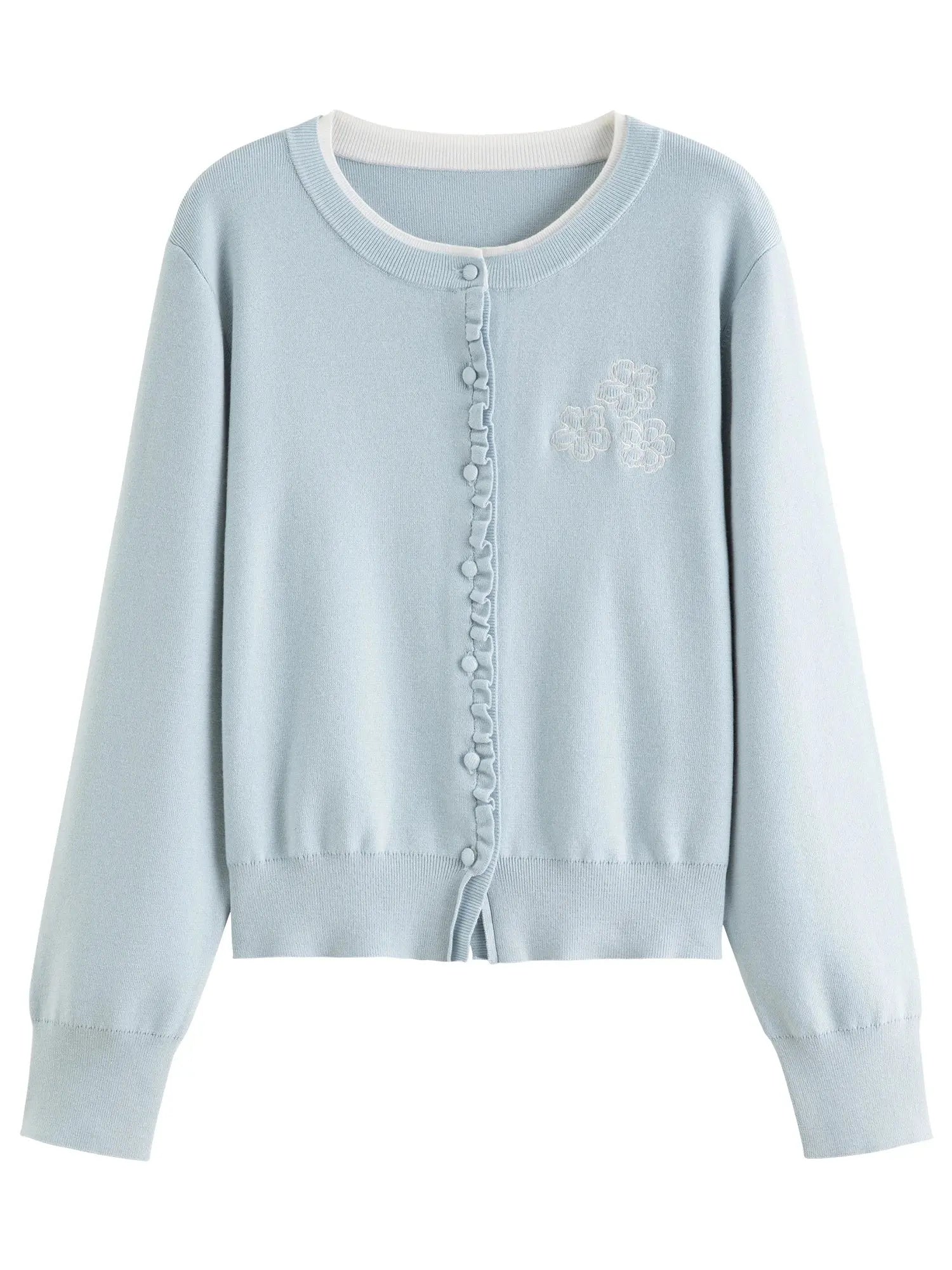 Vintage-Inspired Floral Ruffle Knit Top