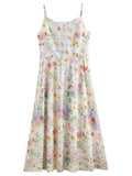 Floral Strappy Midi Dress Slimming Resort Style