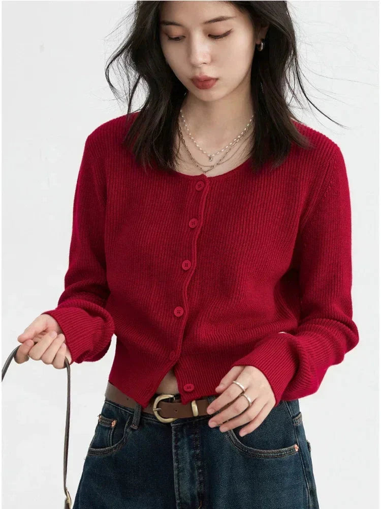 Round Neck Knit Cardigan Loose Spring Sweater