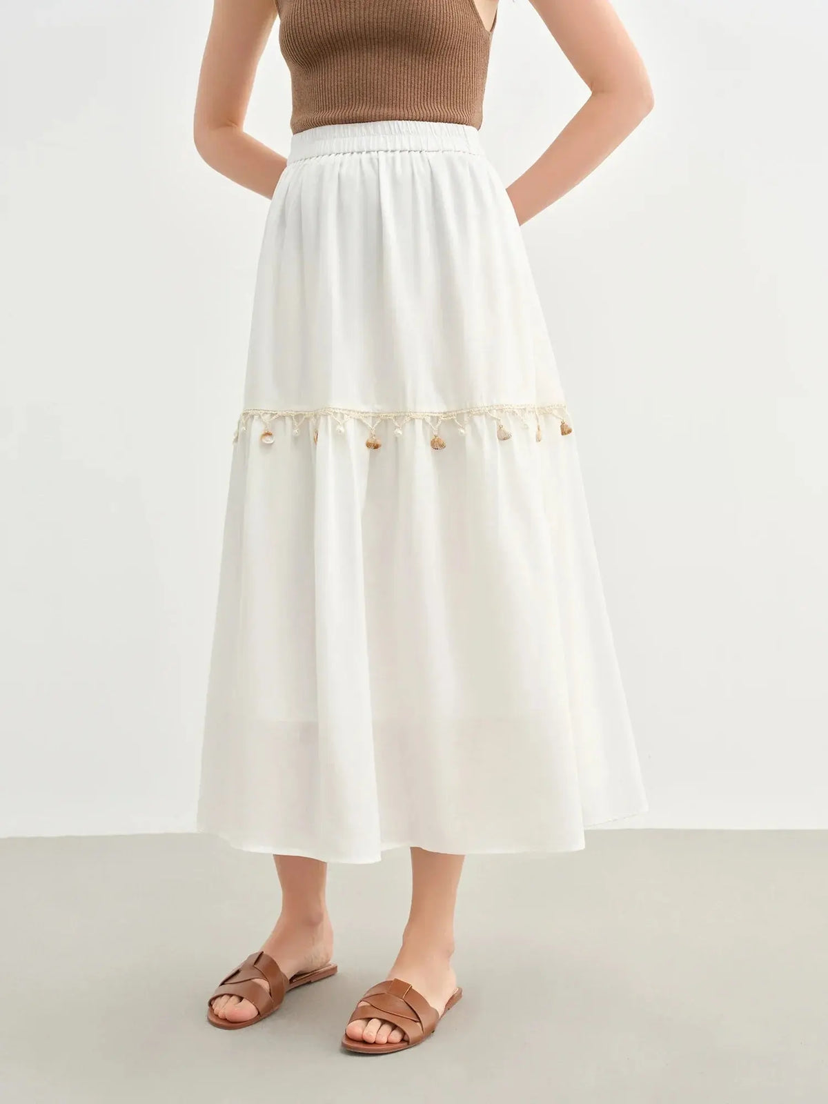 Women's Wave Pattern Shell Lace A-Line Umbrella Skirt