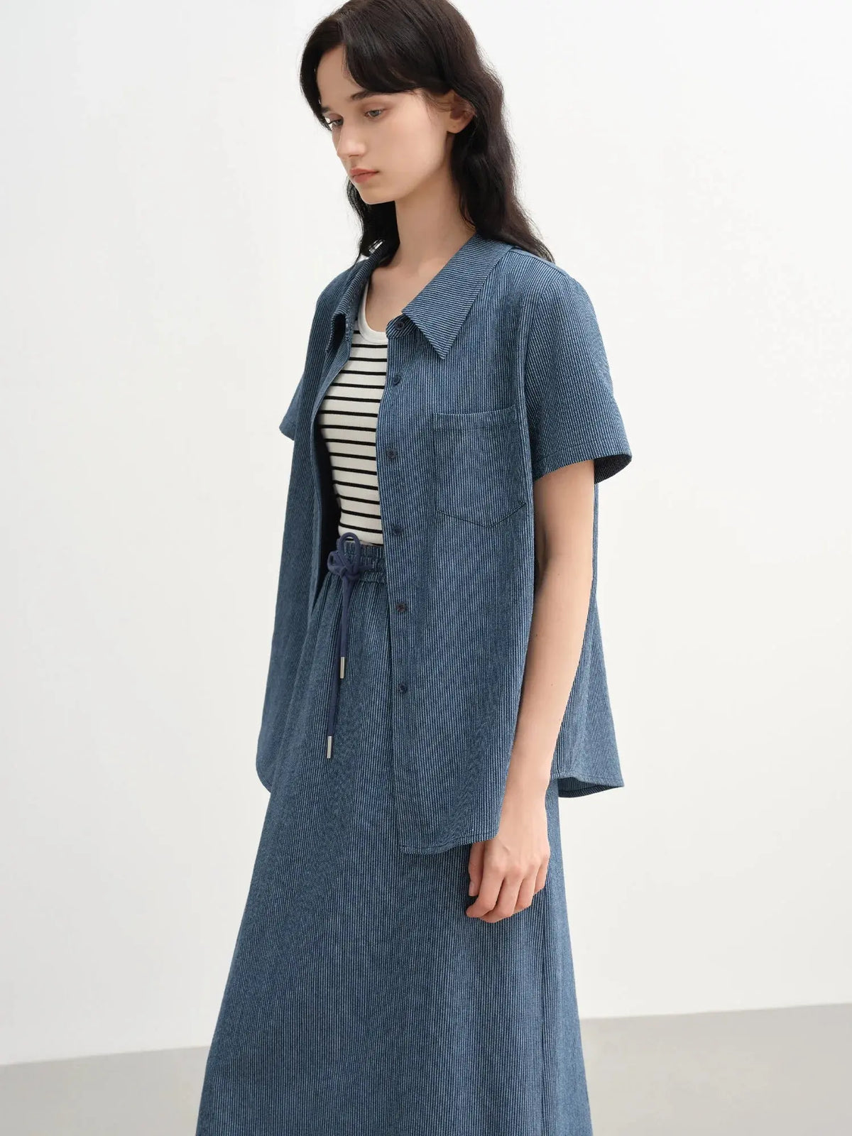 Women's Striped T-shirt and Skirt Set for Summer