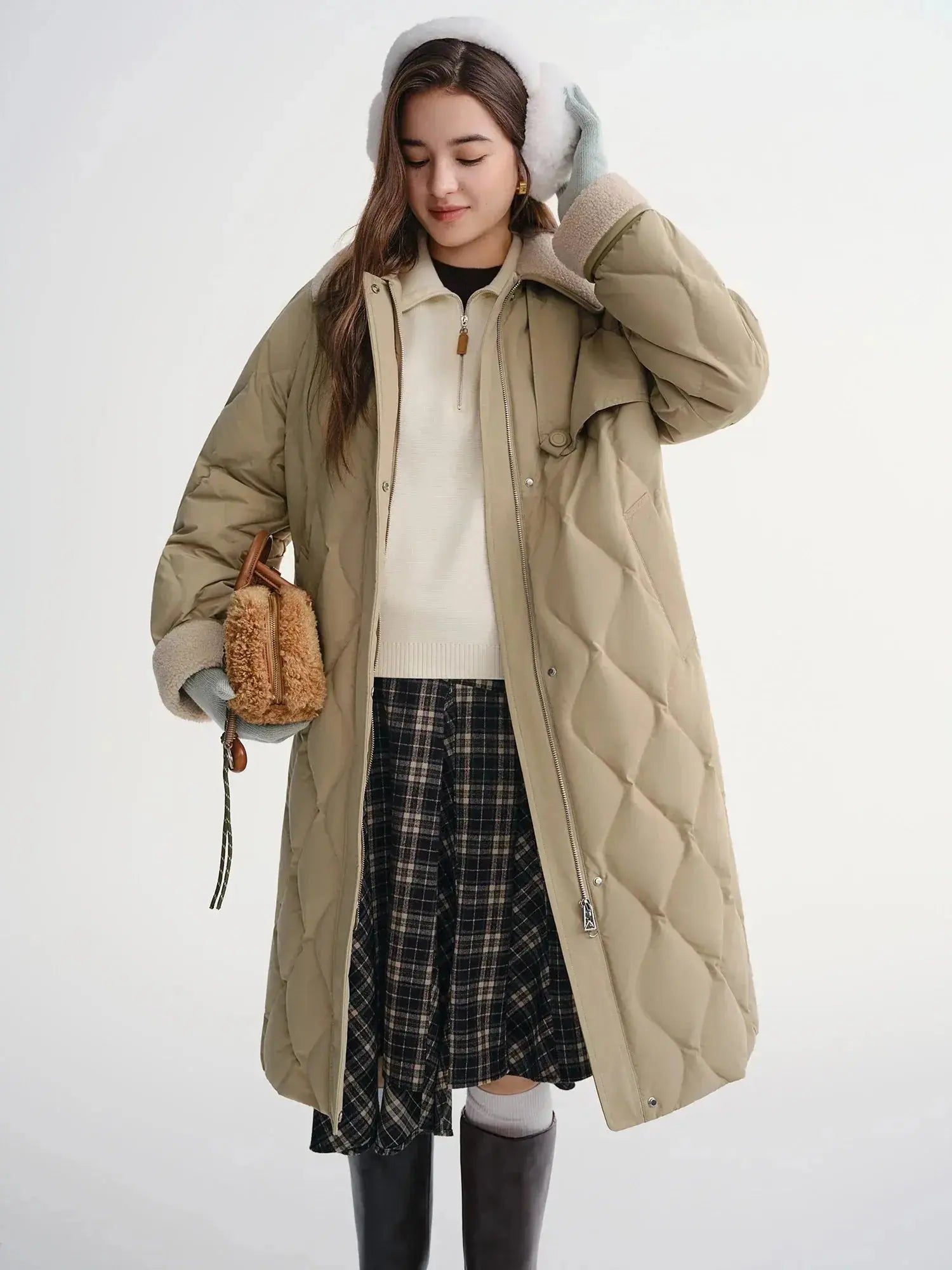 Women's Color Block Vintage Puffer Jacket