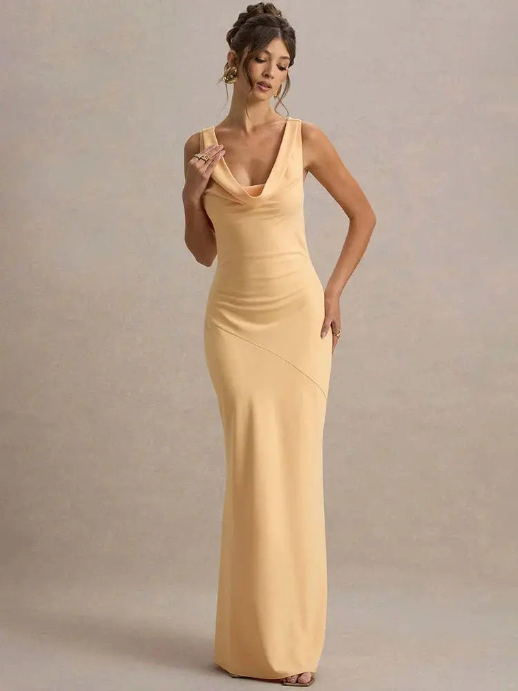 Sleeveless Lace-Up Backless Party Gown
