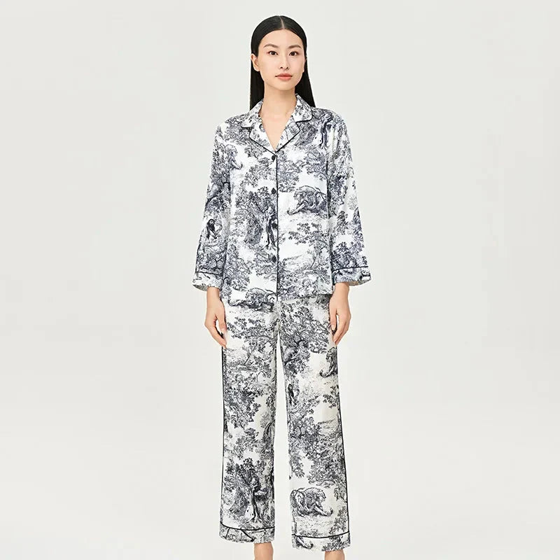 Women’s Mulberry Print Pajama Silk Lounge Set