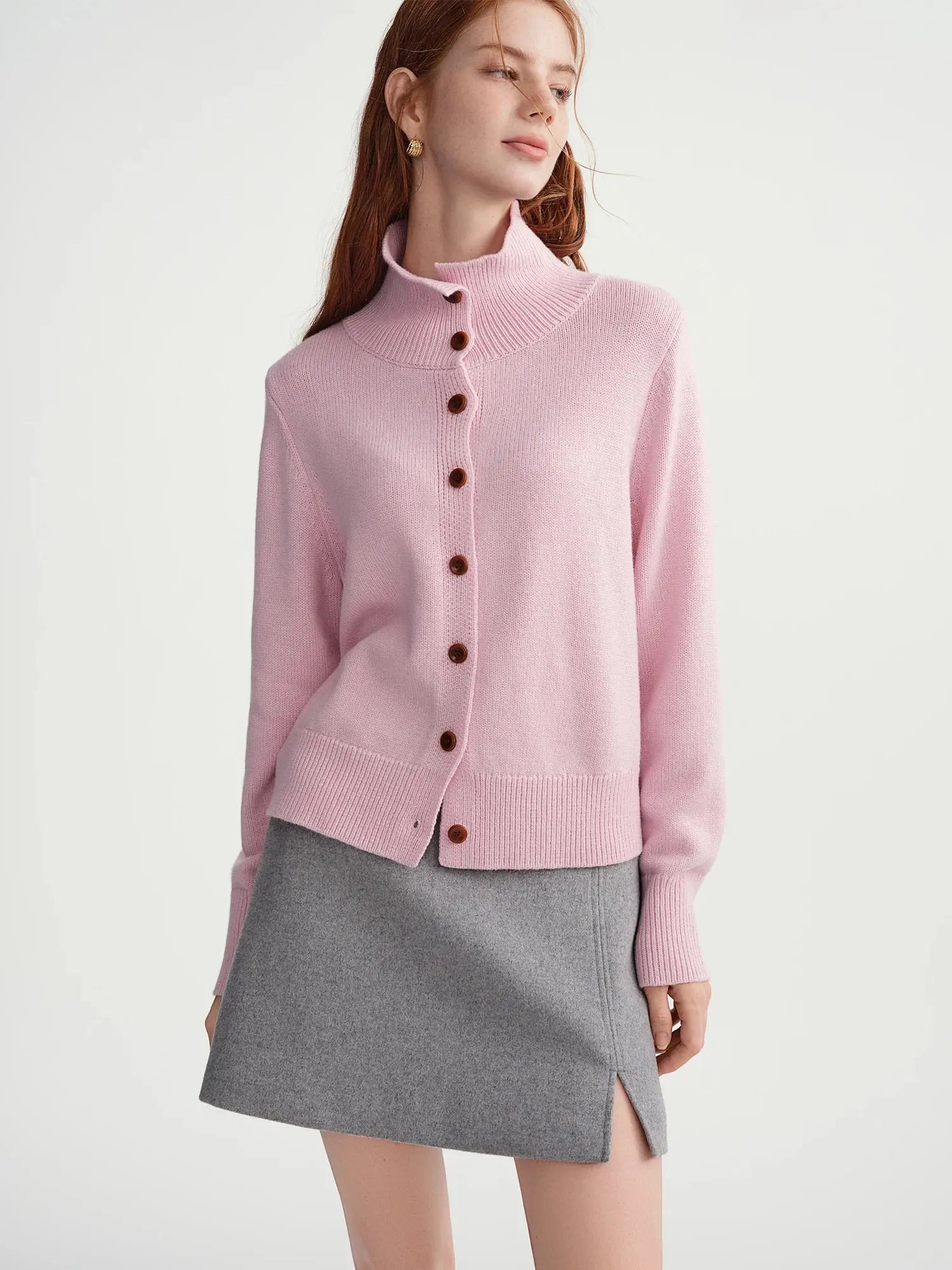 Women’s Wool Knitted Cardigan - Soft Ribbed Winter Sweater