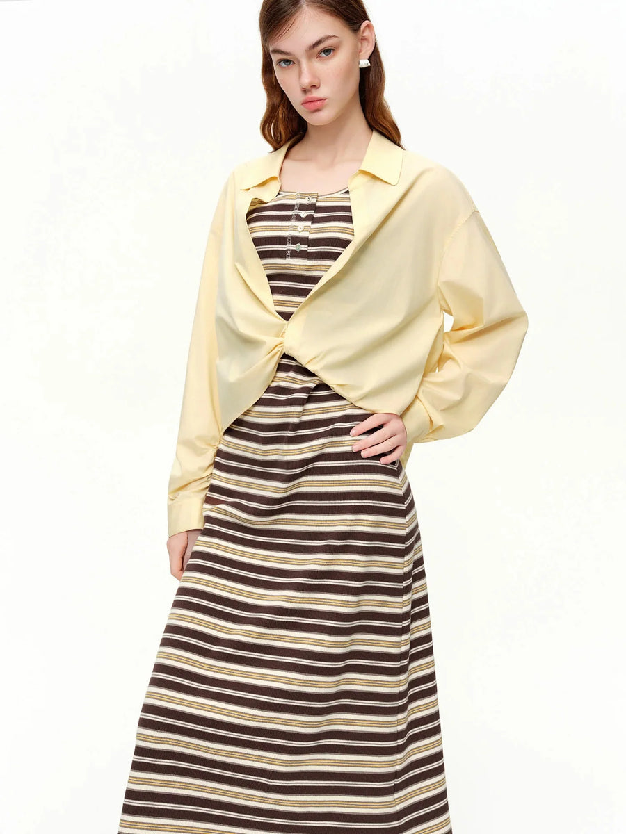 Women's Vest Knitted Vest & Shirt Dress Set New Spring Style