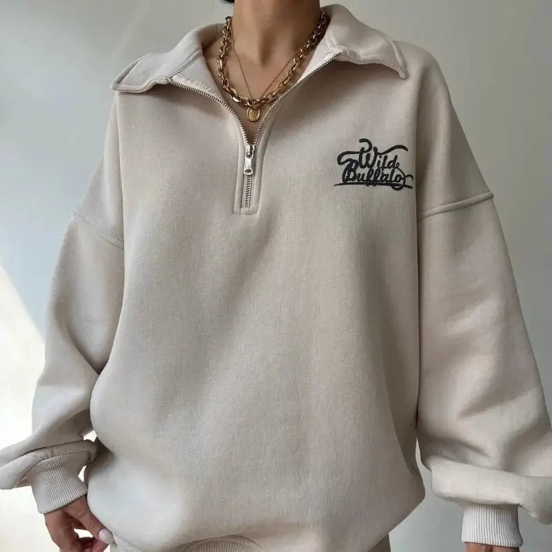 Women's Loose Printed Velvet Sweatshirt