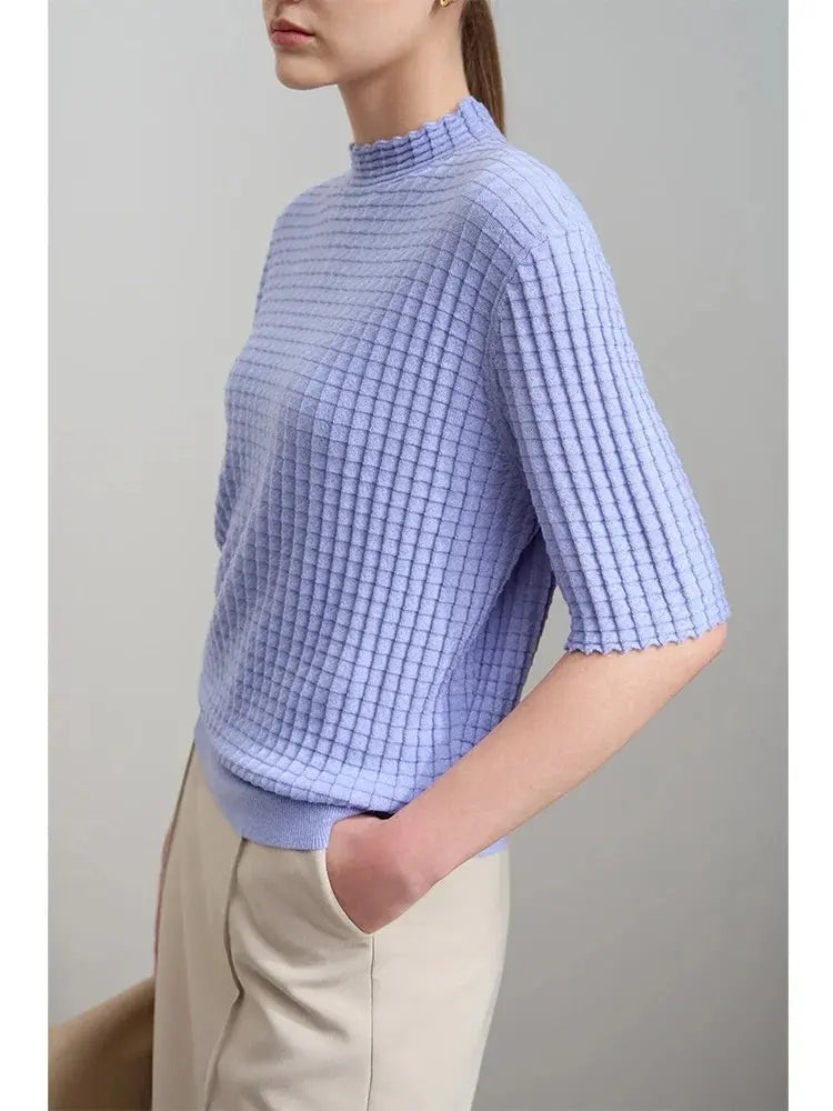 Elegant Mock Neck Slim Knit Sweater
