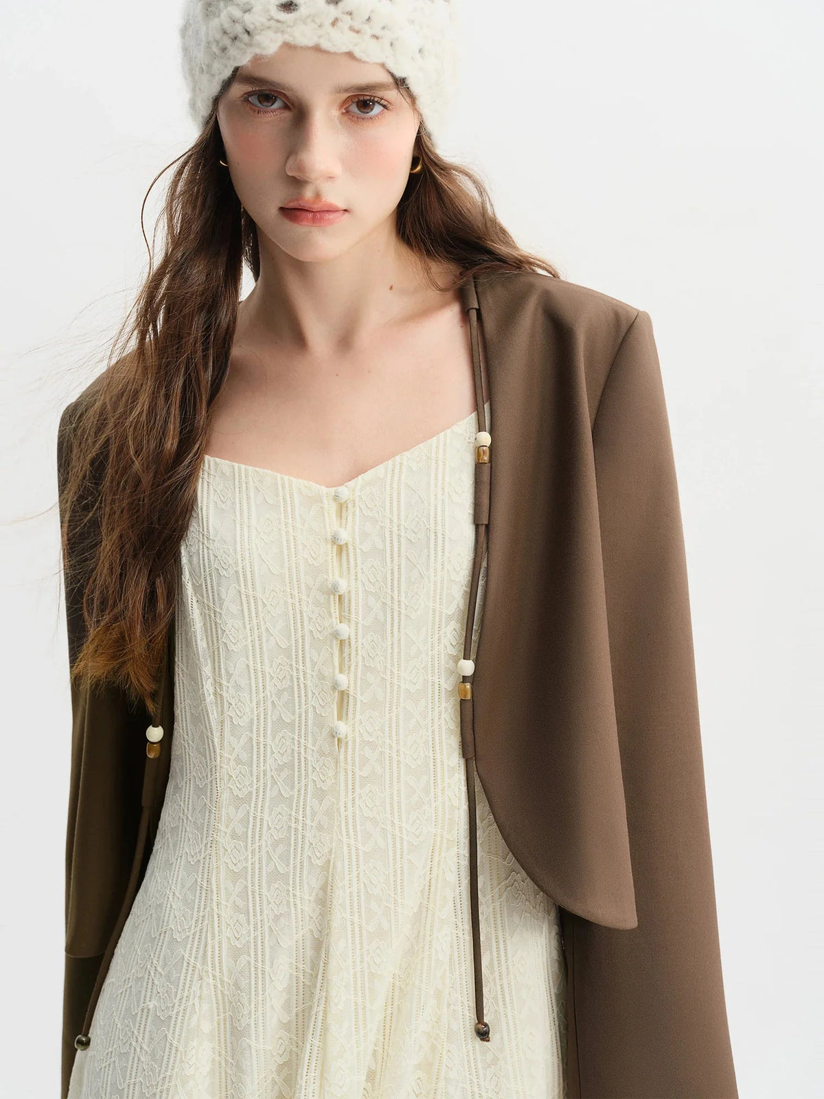Plus Size Beaded Short Elegant Curved Autumn Jacket