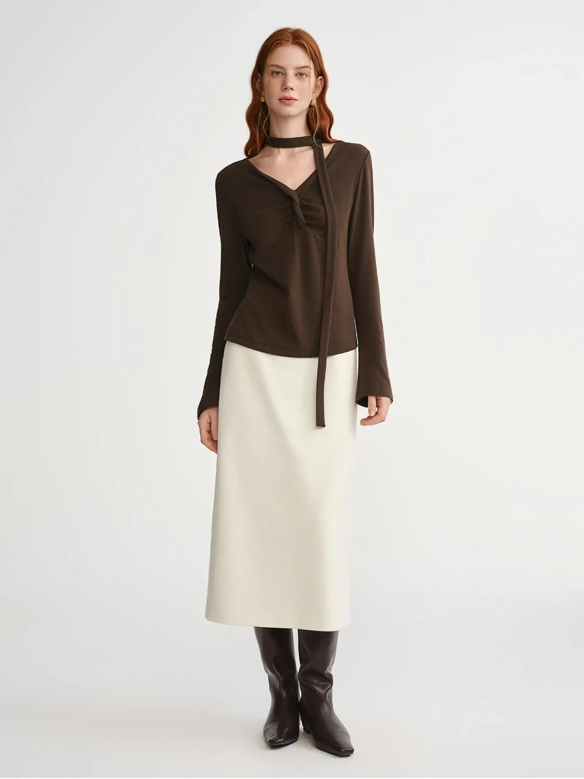 Plus Size Retro Brown Twist T-Shirt
