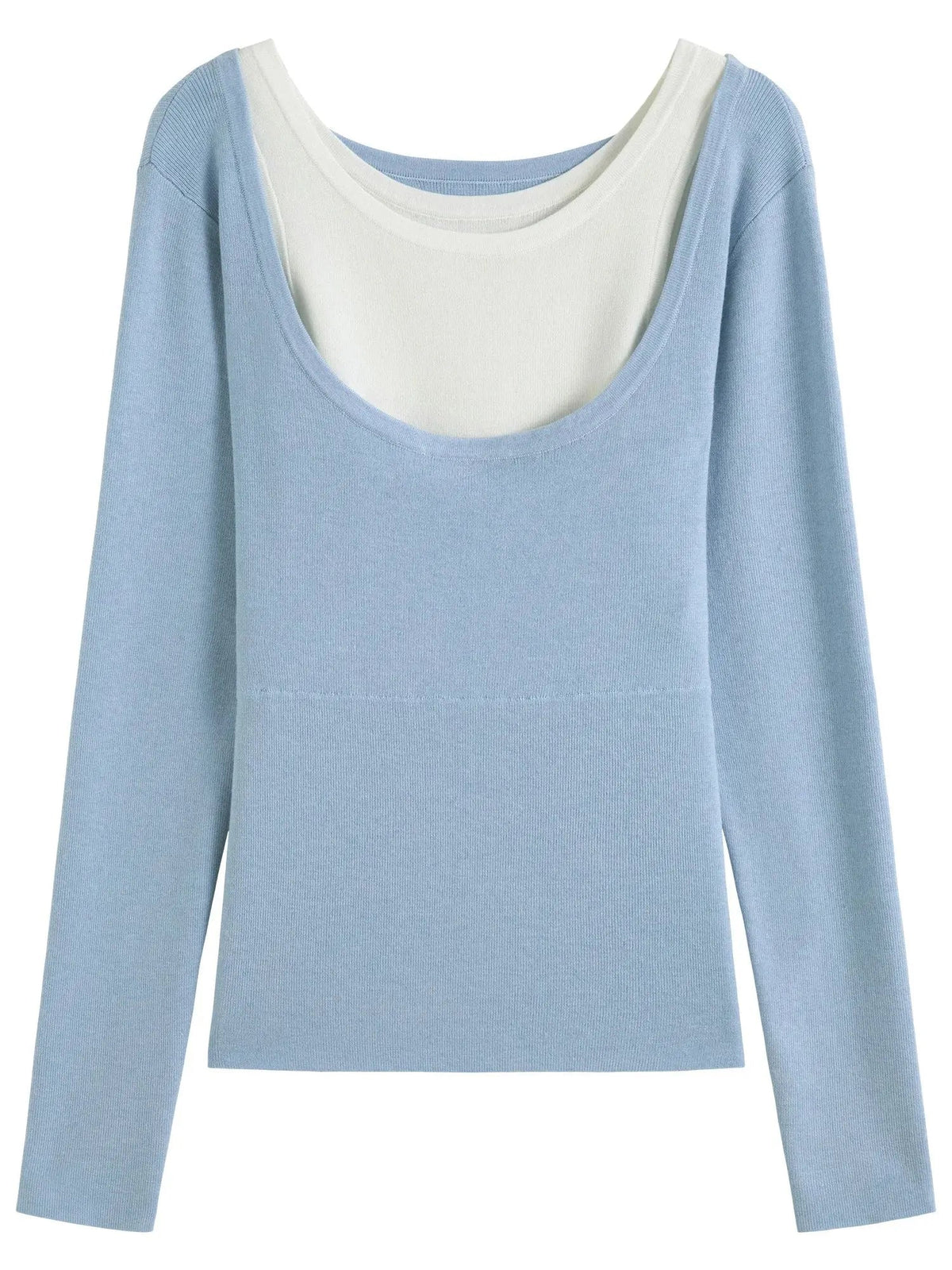 Plus Size Contrast Faux 2-Piece Sweater