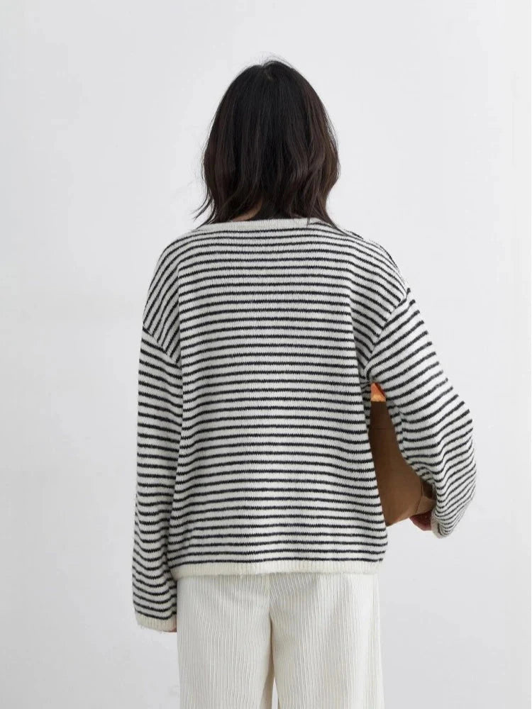 Retro Striped Pullover Loose Autumn & Winter Jumper