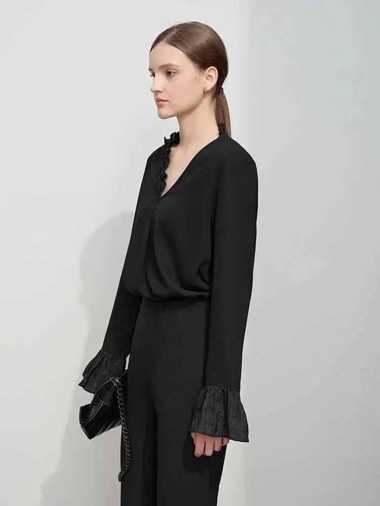 Women's Loose Chiffon Ruffle Blouse