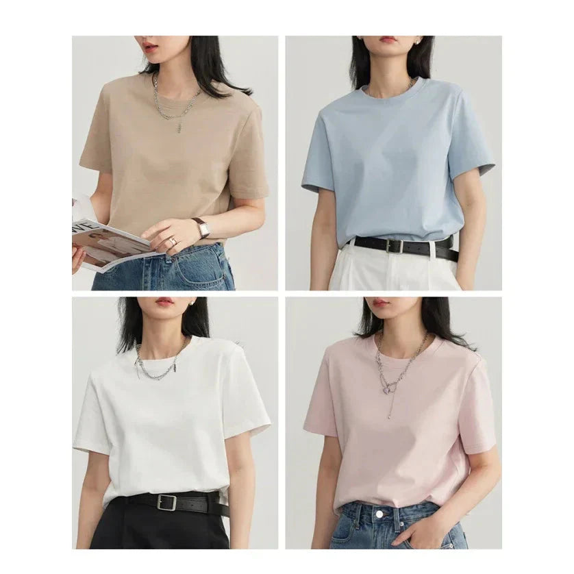 Basic O-Neck Tee Casual Solid Short Sleeve T-Shirt
