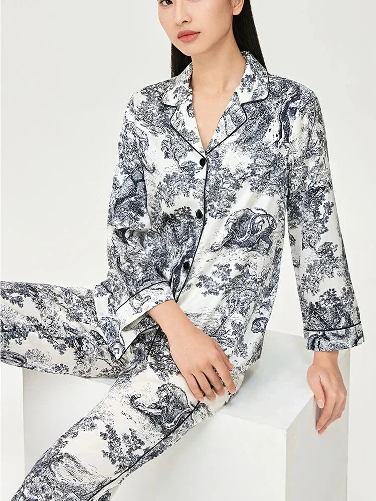 Women’s Mulberry Print Pajama Silk Lounge Set