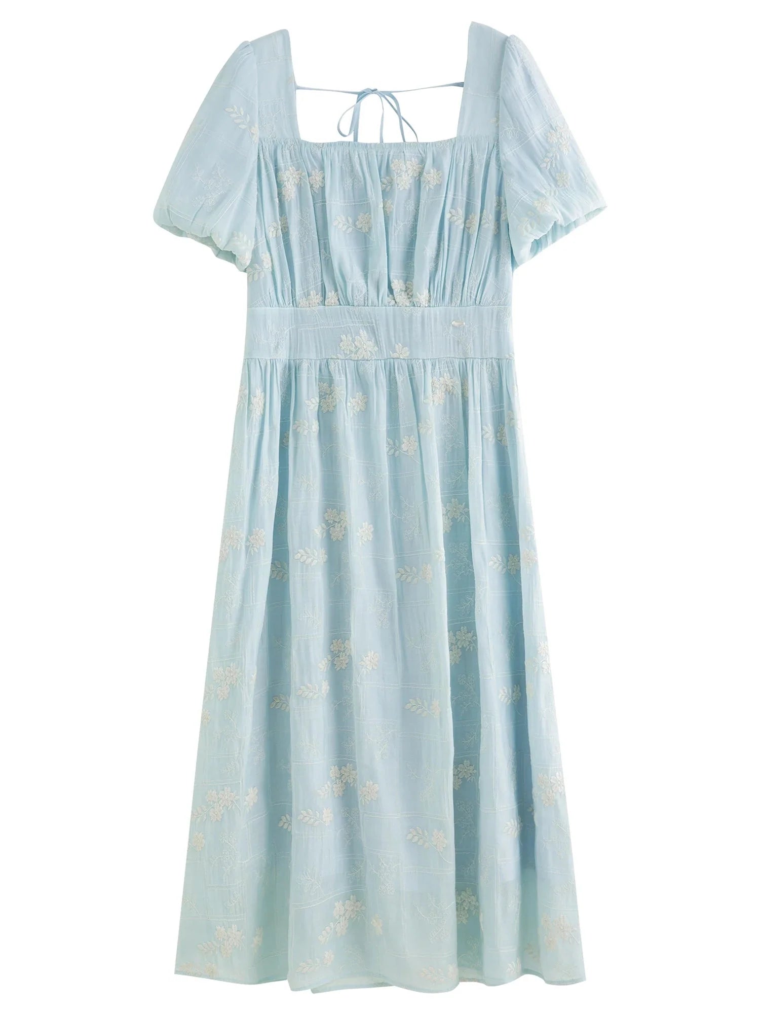 Floral Embroidered Square Neck Maxi Dress Summer