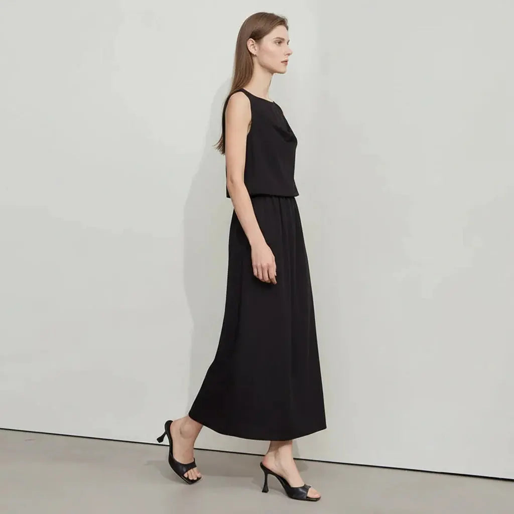 Minimalist Sleeveless Drawstring Knit Dress for Summer