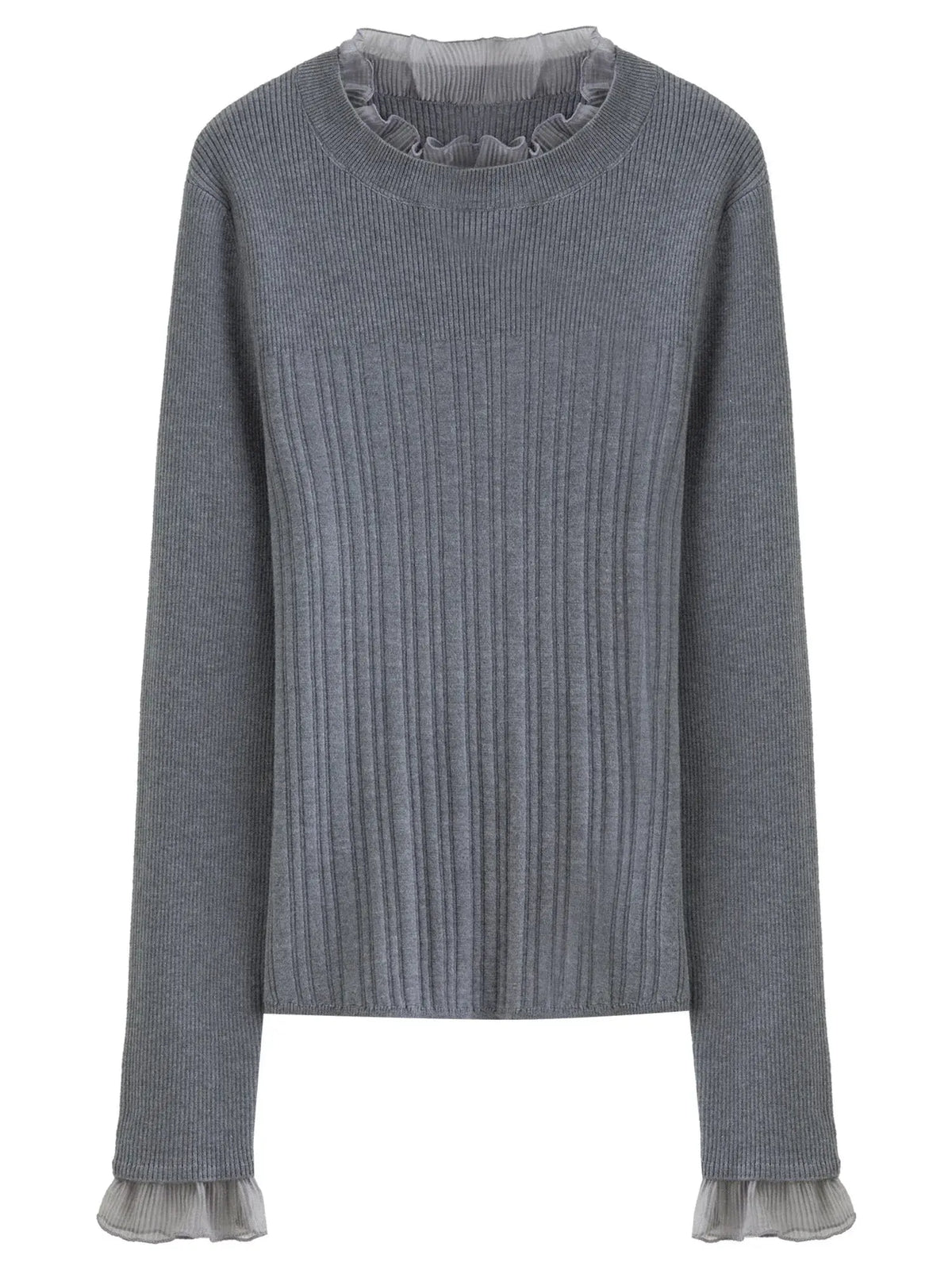 Chic Plus Size Lace Collar Knit Top - Winter Base Layer