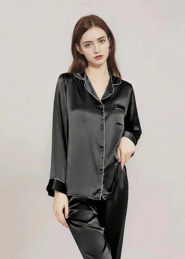 Women’s Mulberry Silk Pajama Set Long Sleeve Summer