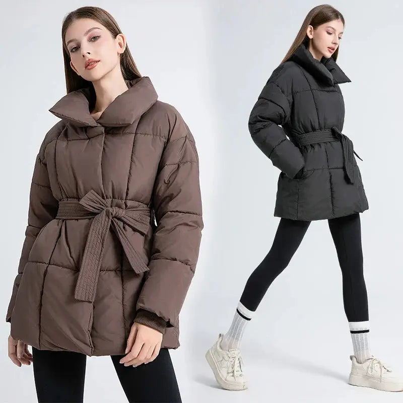 Turn-Down Collar Belted Parka