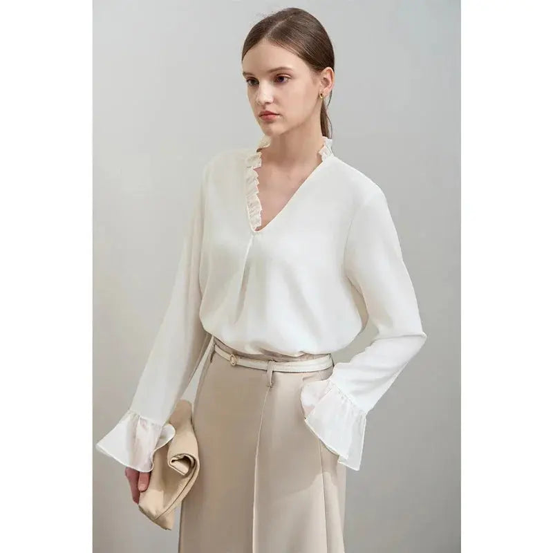 Women's Loose Chiffon Ruffle Blouse