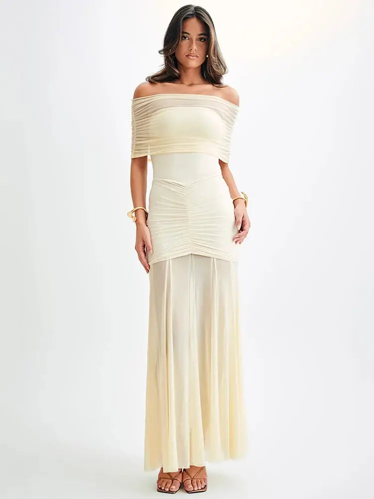 Backless Mesh Bodycon Long Dress